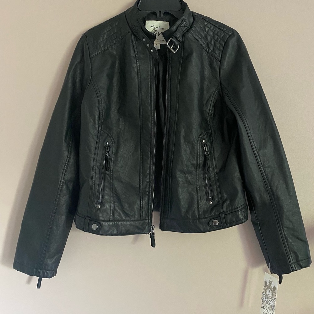 NWT Maralyn & Me Faux Leather Black Jacket